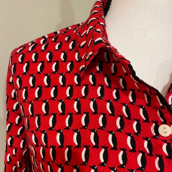 *VICTORIA'S SECRET* Red Pengiun Long Sleeve Pajama Top Size Medium - Picture 6 of 7